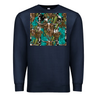Navy Longhorn Pattern Premium Sweatshirt - CowhideDigitalArt