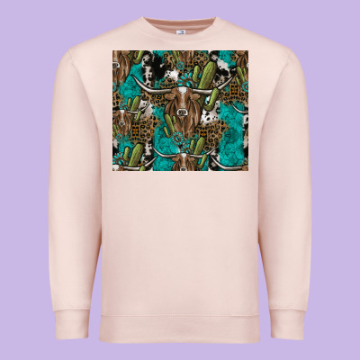Longhorn Pattern Premium Sweatshirt Designed By Cowhidedigitalart
