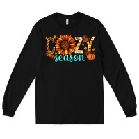 Black Cozy season Thanksgiving Long Sleeve Tee - NancyCooperArtShop