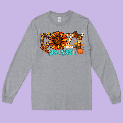 Cozy Season Thanksgiving Long Sleeve Tee Designed By Nancycooperartshop