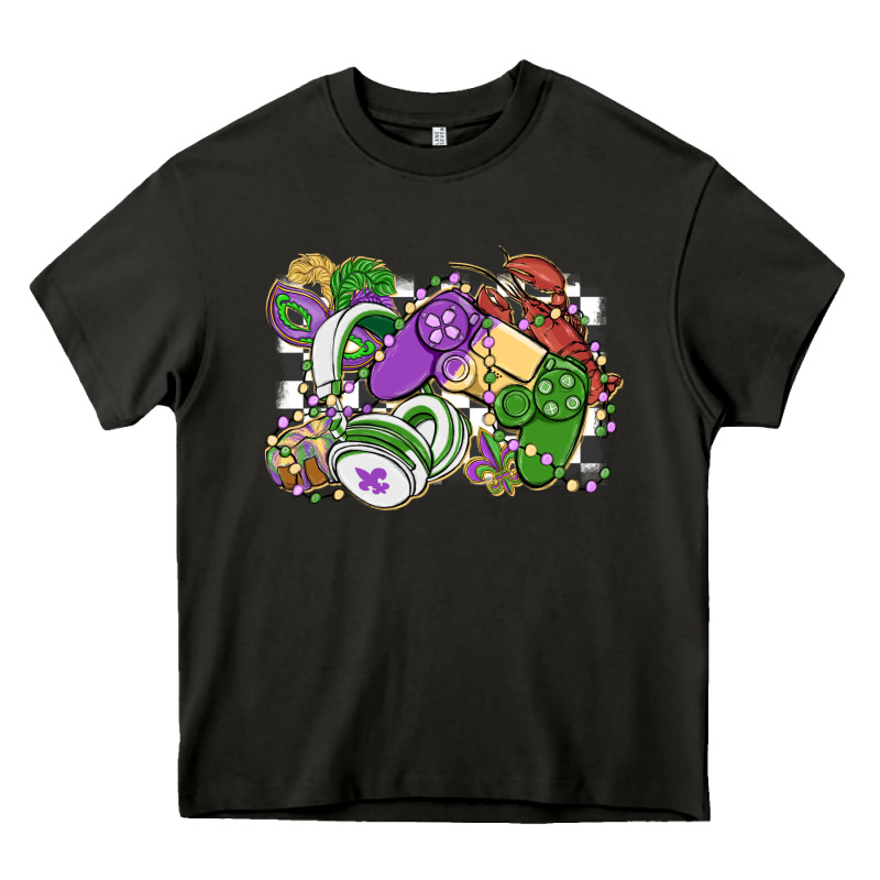 Gamer Mardi Gras Game Controller Heavy Core Tee by MaliasSmallBusiness | Teevron
