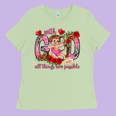 With God All Things Are Possible Ladies Tee Designed By Nancycooperartshop