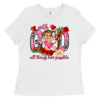 White with god all things are possible Ladies Tee - NancyCooperArtShop