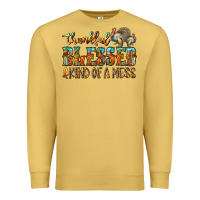 Antique Gold Thankful Blessed And Kind Of A Mess Premium Sweatshirt - CowhideDigitalArt