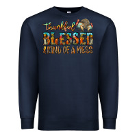 Navy Thankful Blessed And Kind Of A Mess Premium Sweatshirt - CowhideDigitalArt