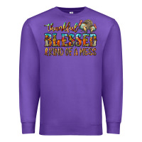 Purple Thankful Blessed And Kind Of A Mess Premium Sweatshirt - CowhideDigitalArt