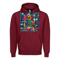 Burgundy christmas ho ho ho with coffee cups and ornaments with plaid seamless  Zipper Hoodie - BundleAndBundleShop
