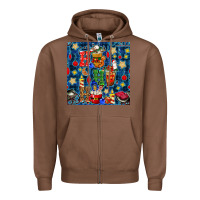 Chestnut christmas ho ho ho with coffee cups and ornaments with plaid seamless  Zipper Hoodie - BundleAndBundleShop
