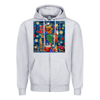 Heather Grey christmas ho ho ho with coffee cups and ornaments with plaid seamless  Zipper Hoodie - BundleAndBundleShop