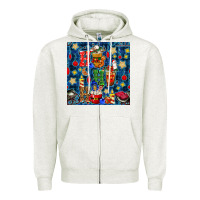 Oatmeal Heather christmas ho ho ho with coffee cups and ornaments with plaid seamless  Zipper Hoodie - BundleAndBundleShop