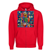 Red christmas ho ho ho with coffee cups and ornaments with plaid seamless  Zipper Hoodie - BundleAndBundleShop