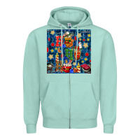 Seafoam christmas ho ho ho with coffee cups and ornaments with plaid seamless  Zipper Hoodie - BundleAndBundleShop