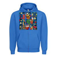 True Royal christmas ho ho ho with coffee cups and ornaments with plaid seamless  Zipper Hoodie - BundleAndBundleShop