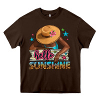 Chocolate Brown hello sunshine Heavy Core Tee - NancyCooperArtShop