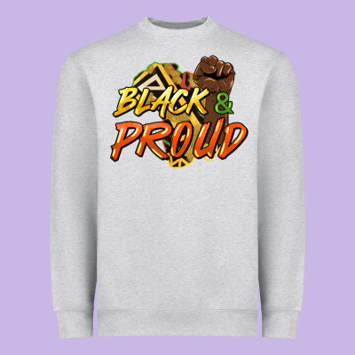 Black And Proud Heavyweight Sweatshirt Designed By Howdyjamesfarm
