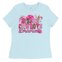 Baby Blue kisses cowboys martinis Ladies Tee - NancyCooperArtShop