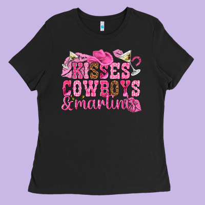 Kisses Cowboys Martinis Ladies Tee Designed By Nancycooperartshop