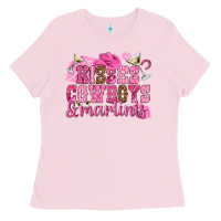 Bubblegum Pink kisses cowboys martinis Ladies Tee - NancyCooperArtShop