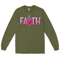 Army Green Cancer Faith with gemstone Long Sleeve Tee - NancyCooperArtShop