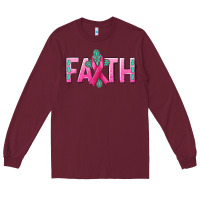 Burgundy Cancer Faith with gemstone Long Sleeve Tee - NancyCooperArtShop