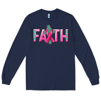 Navy Cancer Faith with gemstone Long Sleeve Tee - NancyCooperArtShop