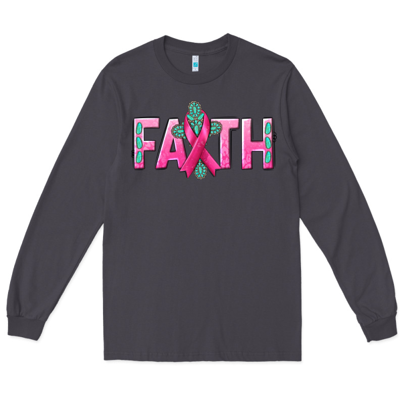Cancer Faith With Gemstone Long Sleeve Tee by NancyCooperArtShop | Teevron