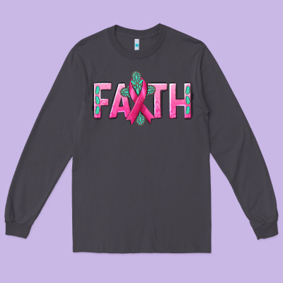 Cancer Faith With Gemstone Long Sleeve Tee Designed By Nancycooperartshop