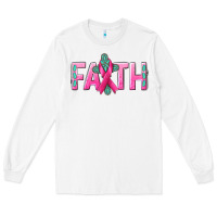 White Cancer Faith with gemstone Long Sleeve Tee - NancyCooperArtShop