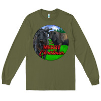 Army Green Black Angus Cattle and Bull Merry Christmas Long Sleeve Tee - RanaPortraitStore