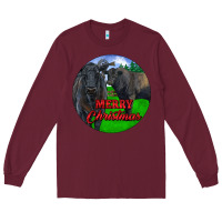 Burgundy Black Angus Cattle and Bull Merry Christmas Long Sleeve Tee - RanaPortraitStore