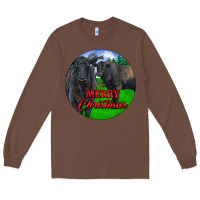 Chestnut Black Angus Cattle and Bull Merry Christmas Long Sleeve Tee - RanaPortraitStore