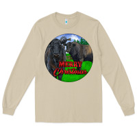 Mushroom Black Angus Cattle and Bull Merry Christmas Long Sleeve Tee - RanaPortraitStore