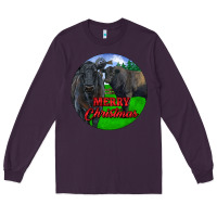 Plum Black Angus Cattle and Bull Merry Christmas Long Sleeve Tee - RanaPortraitStore