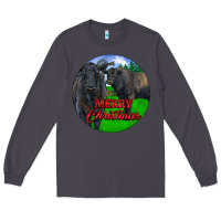 Smoke Black Angus Cattle and Bull Merry Christmas Long Sleeve Tee - RanaPortraitStore