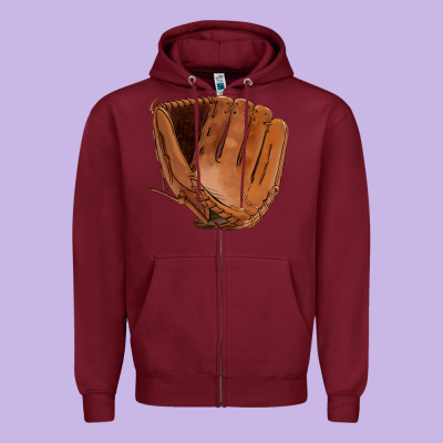 Baseball Glove Zipper Hoodie Designed By Fadigitalartstudio
