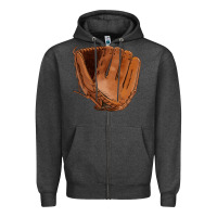 Charcoal Heather baseball glove Zipper Hoodie - FaDigitalArtStudio