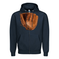 Navy baseball glove Zipper Hoodie - FaDigitalArtStudio