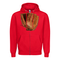 Red baseball glove Zipper Hoodie - FaDigitalArtStudio