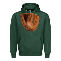 Sports Green baseball glove Zipper Hoodie - FaDigitalArtStudio