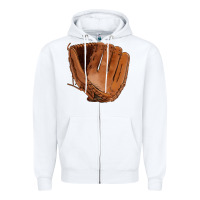 White baseball glove Zipper Hoodie - FaDigitalArtStudio