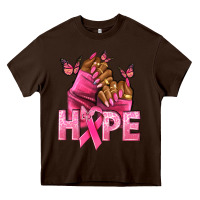 Chocolate Brown Hope Breast Cancer nails Heavy Core Tee - NancyCooperArtShop
