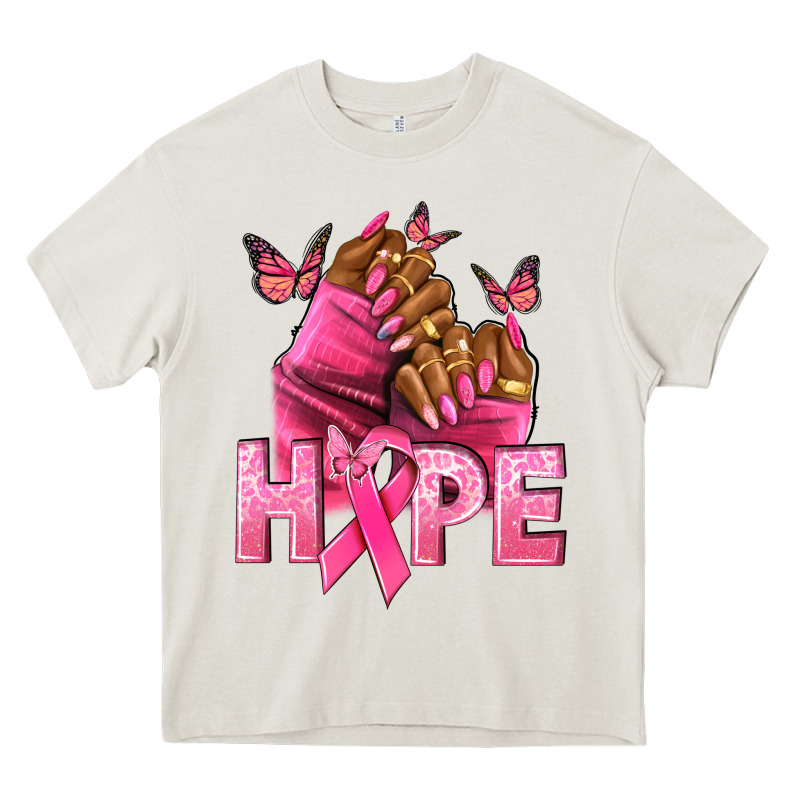 Hope Breast Cancer Nails Heavy Core Tee by NancyCooperArtShop | Teevron