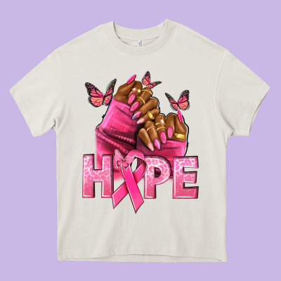 Hope Breast Cancer Nails Heavy Core Tee Designed By Nancycooperartshop