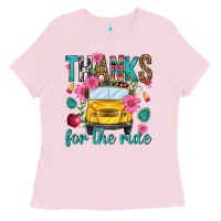 Bubblegum Pink thanks for the ride Ladies Tee - NancyCooperArtShop