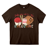 Chocolate Brown take me out to the ballgame Heavy Core Tee - MaliasSmallBusiness