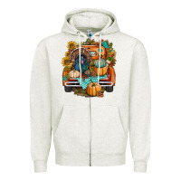 Oatmeal Heather thanksgiving truck bbs Zipper Hoodie - BundleAndBundleShop