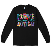 Black I love someone with Autism Long Sleeve Tee - NancyCooperArtShop