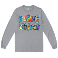 Heather Grey I love someone with Autism Long Sleeve Tee - NancyCooperArtShop