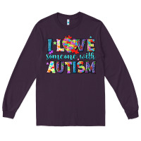 Plum I love someone with Autism Long Sleeve Tee - NancyCooperArtShop