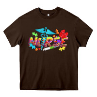 Chocolate Brown Autism Nurse Heavy Core Tee - NancyCooperArtShop